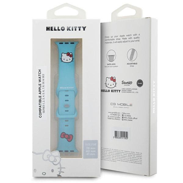 Hello Kitty silikone rem Kitty Head til Apple Watch 38/40/41mm, blå/blå