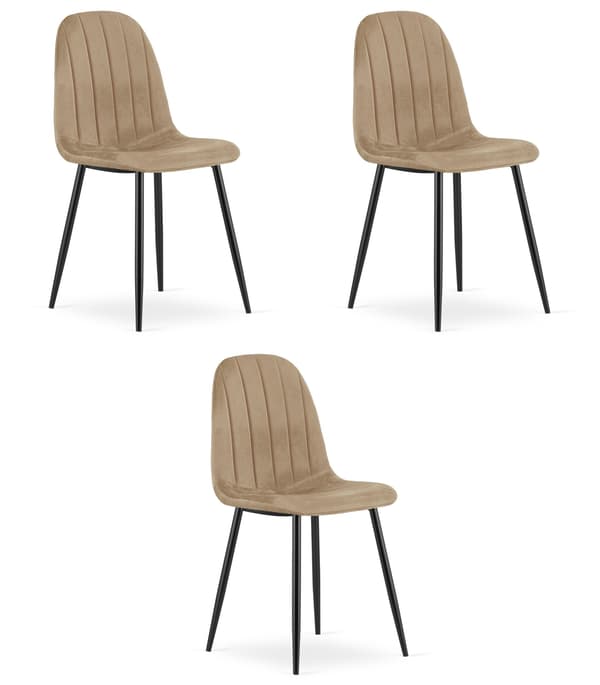PADVA stol - fløjlsbrune/sorte ben x 3