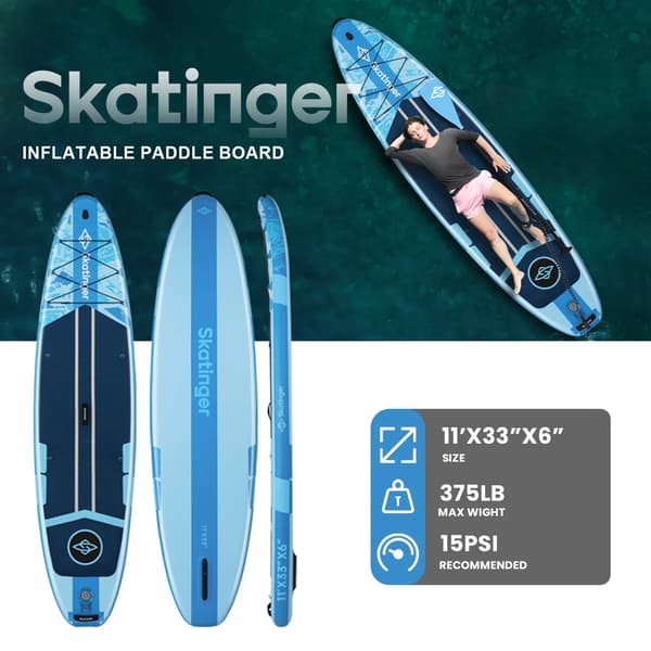 SKATINGER Ice Age blå SUP-bräda touring 335x84x15 cm