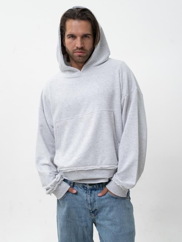Jigga Wear Pure herre grå oversized hættetrøje
