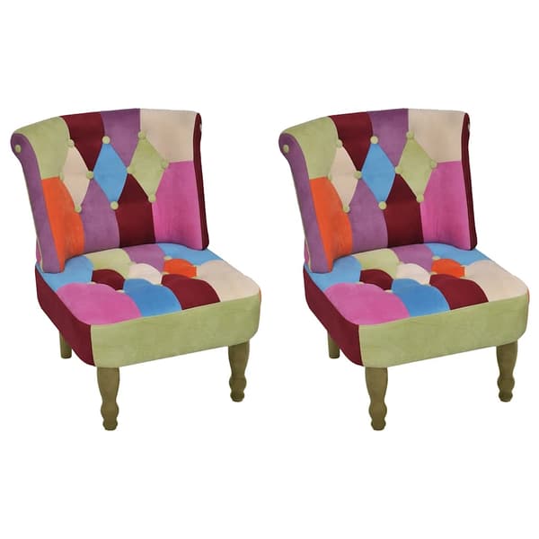vidaXL franske lænestole, sæt med 2, patchwork, stof