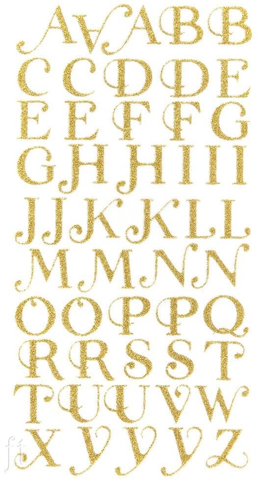 Glitter-aakkoset tarroja 50 kpl
