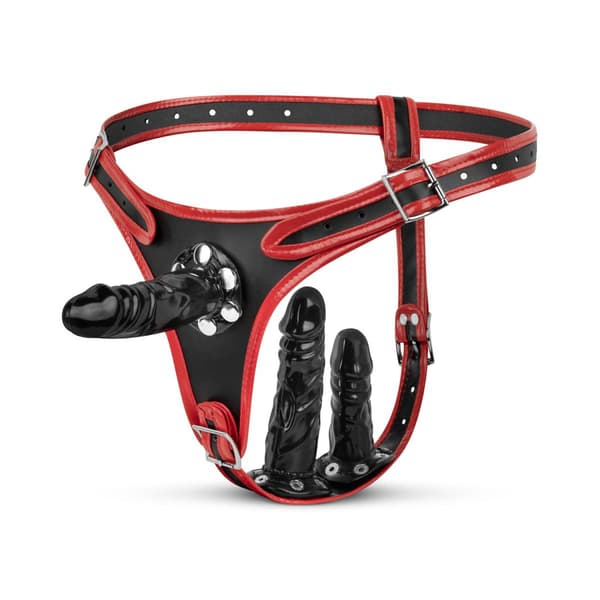 Fetish Collection - Triple Dildo Strap-On Sele