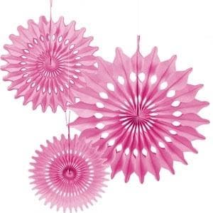 Lyserøde dekorative rosetter 3 stk.