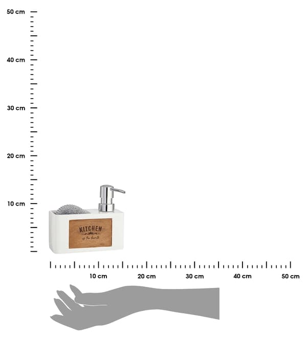 Væskedispenser med svampeholder, hvid