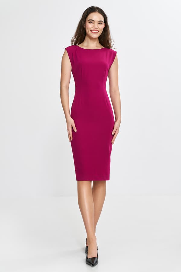 Klänning med diskret halsringning baktill - fuchsia 36