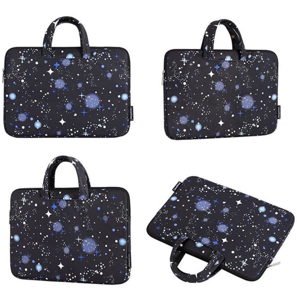 13" laptop-taske med stjernehimmeldesign - sort