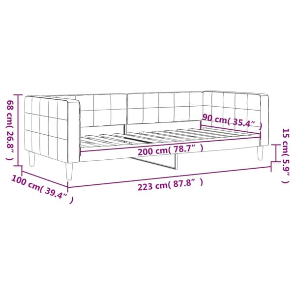 vidaXL Bäddsoffa svart 90x200 cm klädd i sammet