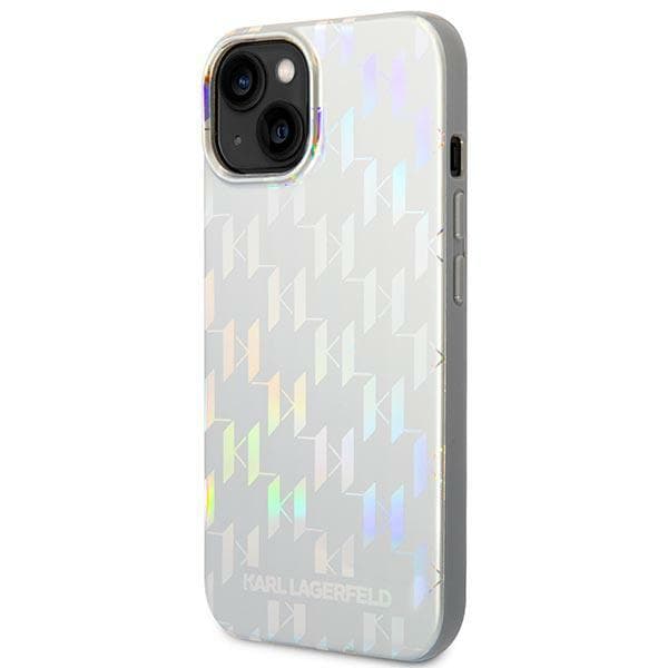 Karl Lagerfeld Monogram Iridescent-cover til iPhone 14 Plus, sølv