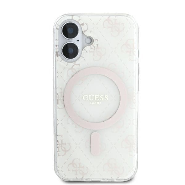 Guess IML 4G Baggrund MagSafe-etui til iPhone 16 Plus, Hvid
