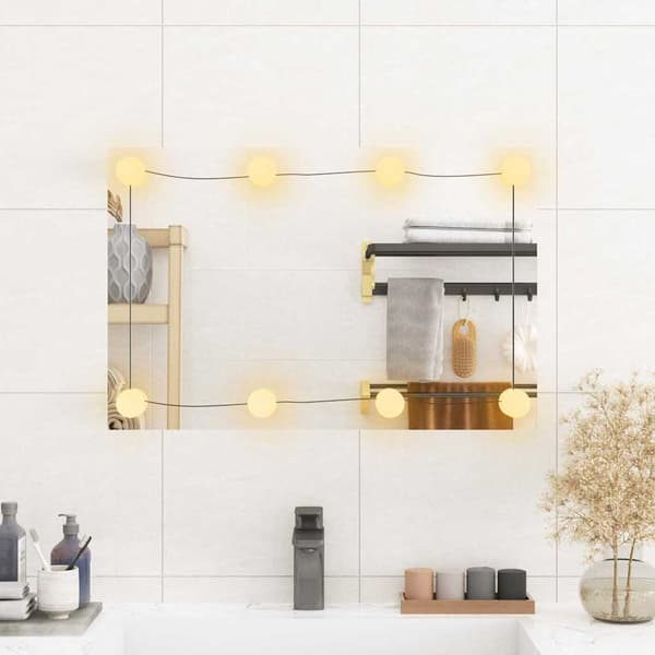 vidaXL Väggspegel med LED, 40x60 cm, Glas, Rektangulär
