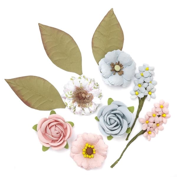 Papirblomster lyserøde og blå 10 stk.
