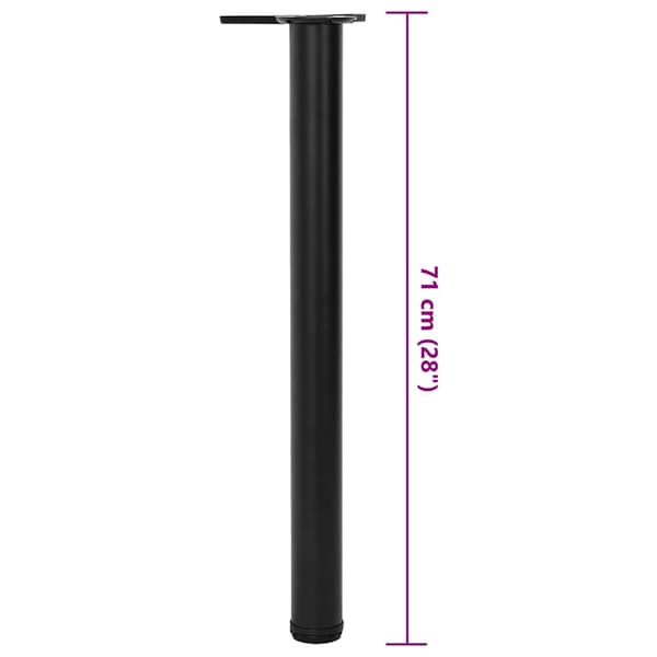 4 højdejusterbare bordben, sort, 710 mm