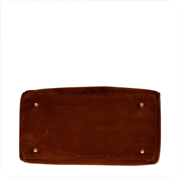 Elegant læderhåndtaske, brun, cognac, ruskind