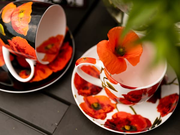Sæt med 2 kopper og underkopper - Blomsterhistorie (CARMANI)