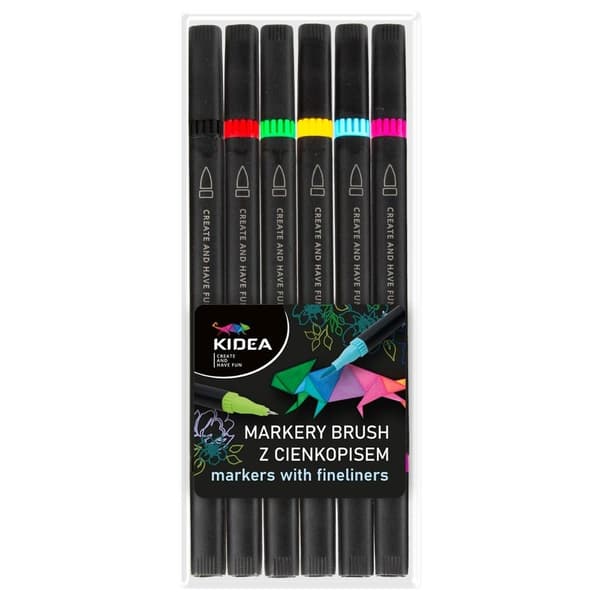 Sivellintussit ja fineliner 6 väriä KIDEA