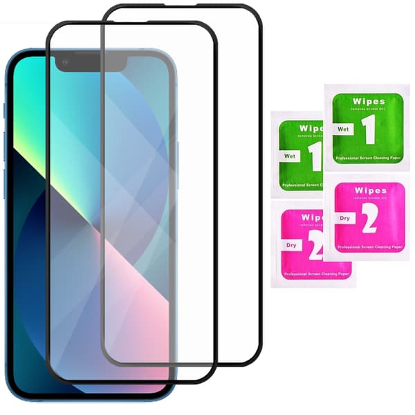 2x Härdat glas för Apple iPhone 13 Mini med helskärmstäckning, 5D-glas