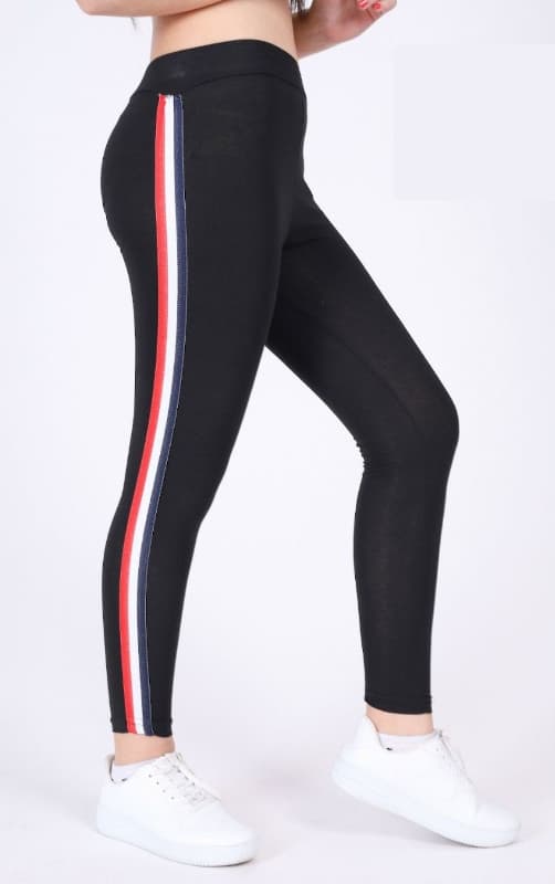 Pigeleggings sorte ben med farvede lamper 164 cm