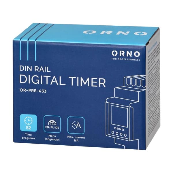 Elektronisk timer med LCD-display för DIN-skena
