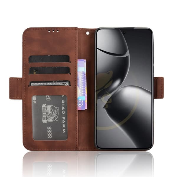 Flip-etui til Xiaomi 14T Pro, kortholder, brun