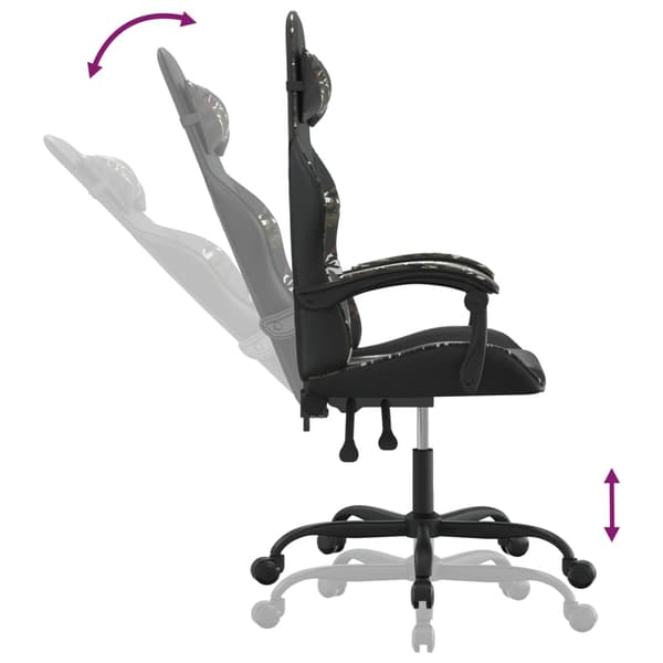 vidaXL gamingstol, sort og camouflage, kunstlæder