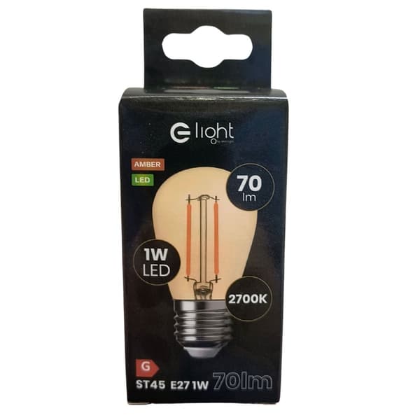 LED-filamenttilamppu 1W ST45 E27 2700K 70lm