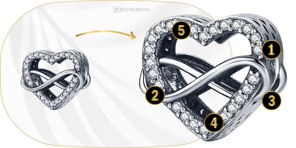 Infinity hjerte charms sølv 925 sølvperlevedhæng pr 925