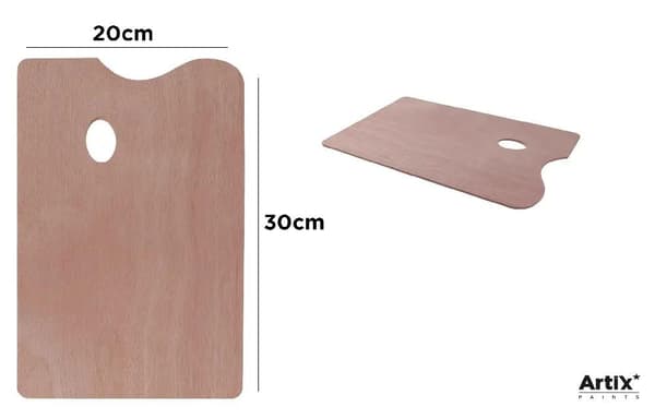 Rektangulär målarpalett i trä 20x30cm