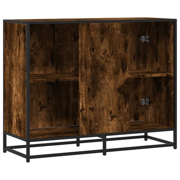 vidaXL kommode, røget eg, 94x35x76 cm, træbaseret materiale