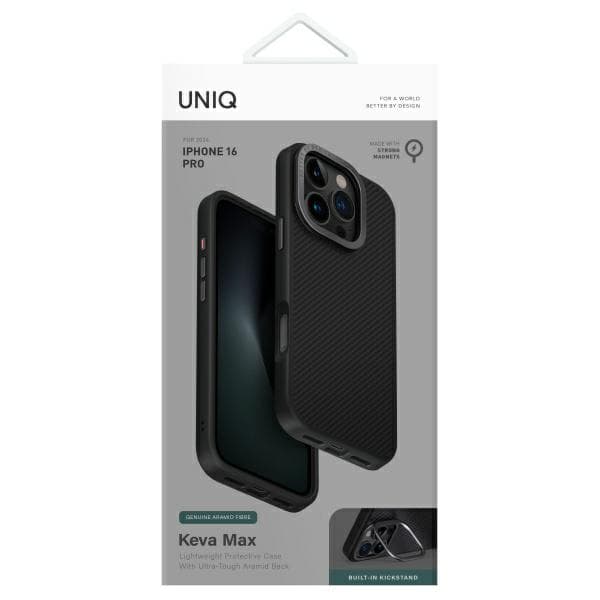 UNIQ Keva Max MagSafe-etui til iPhone 16 Pro, sort