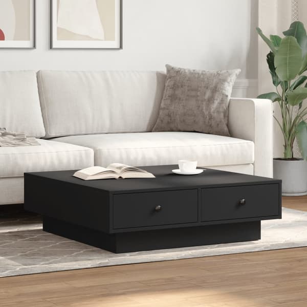 vidaXL sofabord, sort, 90x90x28 cm, spånplade