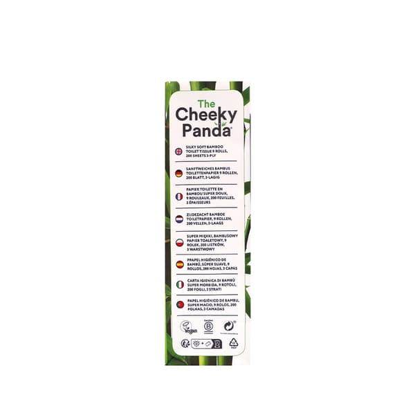 Toalettpapper i 100 % bambu, Cheeky Panda, 9 rullar, FSC, Hypoallergent