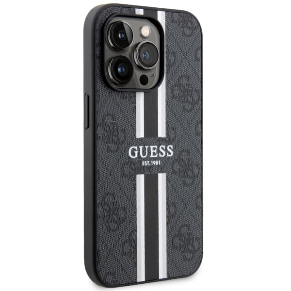 Guess 4G Printed Stripes MagSafe-etui til iPhone 14 Pro Max, sort