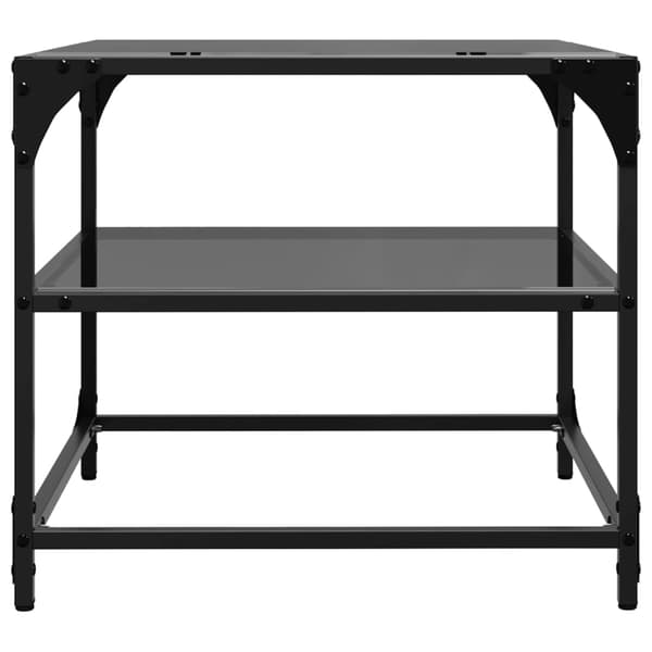 vidaXL sofaborde med sort glasplade, sæt med 2, 50x50x45 cm