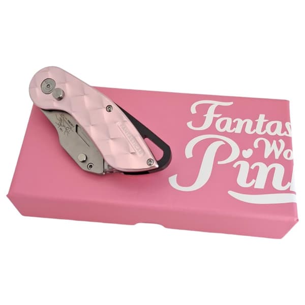 Foldekniv med universalblade i lyserødt etui