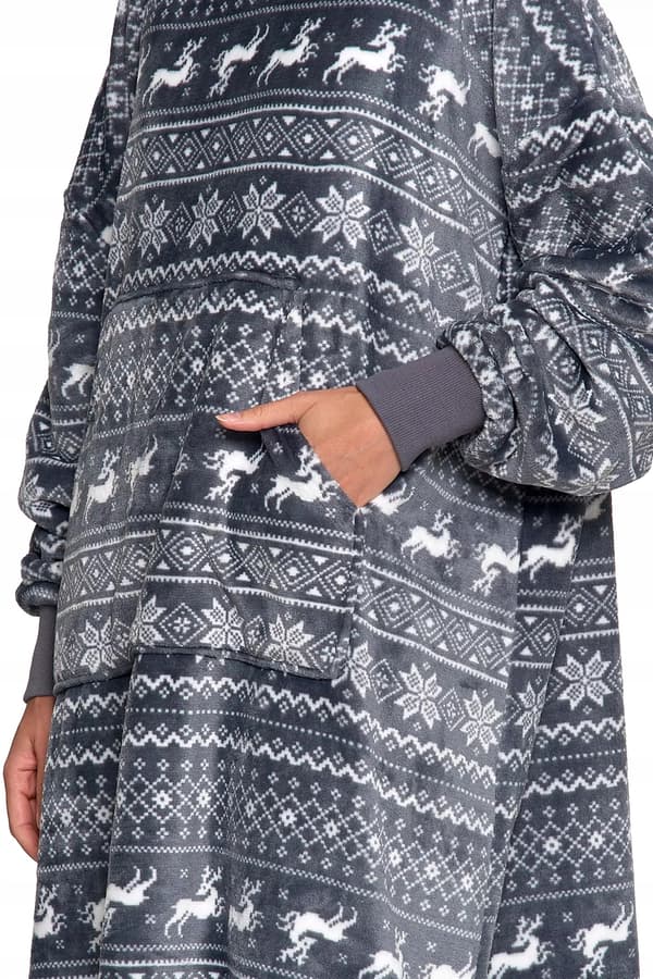 Varm dametæppe-sweatshirt med hætte og lomme, unisize MORAJ