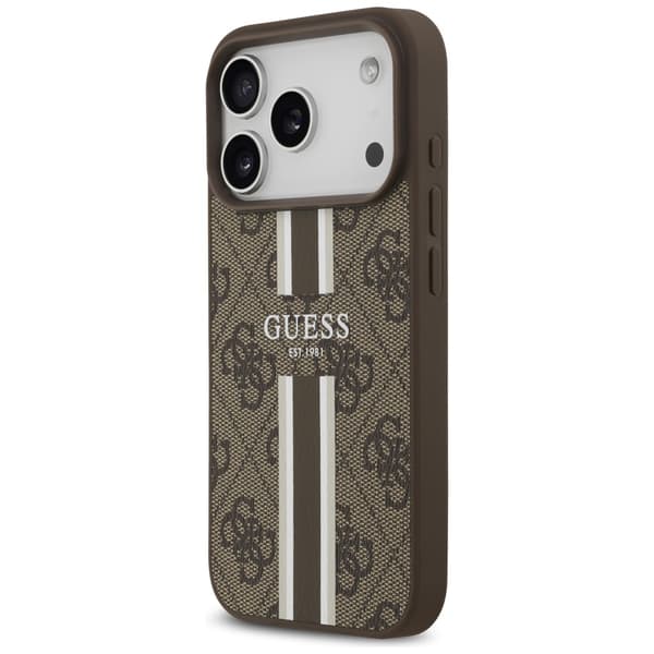 Guess 4G Printed Stripes MagSafe-etui til iPhone 17 Pro brunt