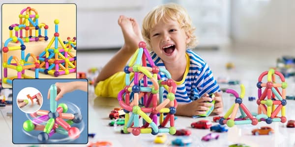 Magnetiska pedagogiska byggklossar FÖR barn stora element 98 bitar