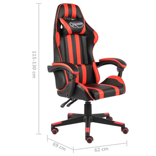 vidaXL gamingstol, sort og rød, kunstlæder