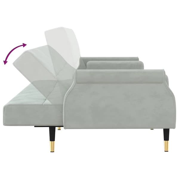 vidaXL Bäddsoffa med kuddar, ljusgrå, klädd i sammet