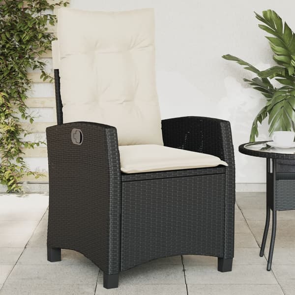 vidaXL havestol med hynder, sort polyrattan