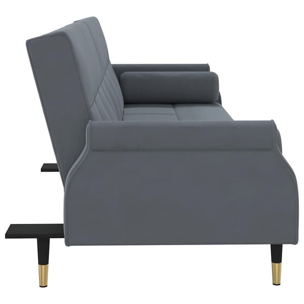 vidaXL Bäddsoffa med kuddar, mörkgrå, klädd i sammet