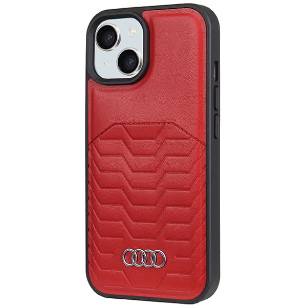 Audi MagSafe-etui i kunstlæder til iPhone 15, rød