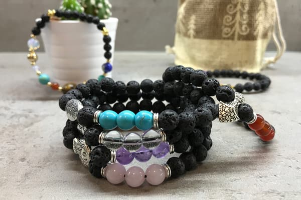 Boho armband med vulkanisk sten. Buddha Chakra 02
