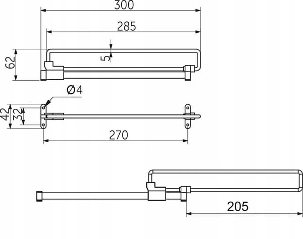 AKS KROM/SORT SKUFFEBÆGER L-300 mm