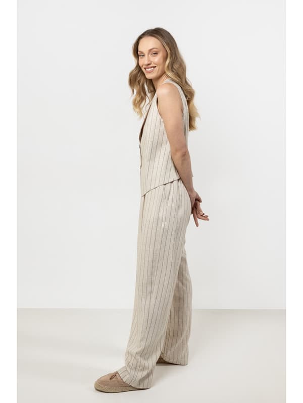 Vida linnebyxor med rand - beige M