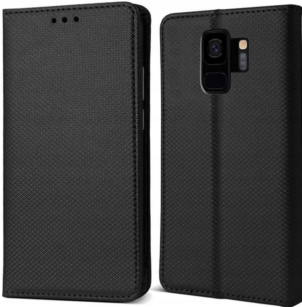 Etui til SAMSUNG GALAXY S9 PLUS /S9+ LUKKET SMART MAGNETETUIS SORT+GLAS