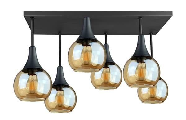 Loftlampe 6xE27 Soma Sort/Honning