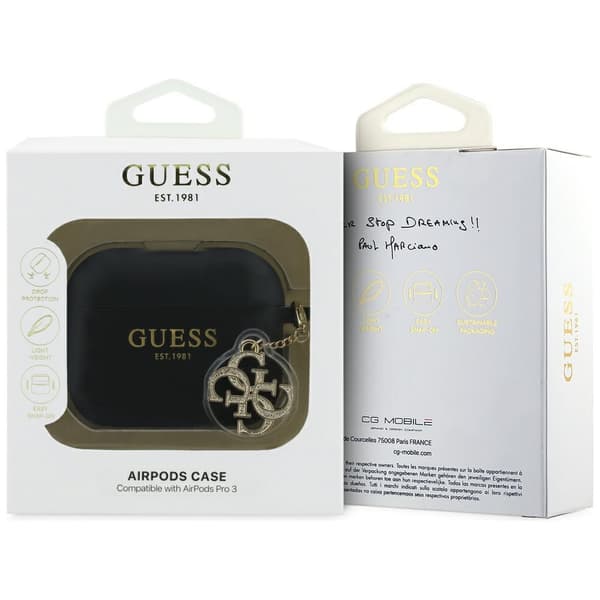 Guess Silikone 4G Charm Etui til AirPods Pro 3 Sort