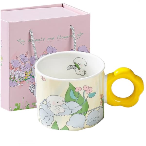 Blommig mugg med sked 280 ml + presentask KB01ZO